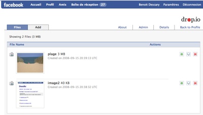 dropio-facebook drop.io lance une application facebook