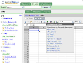 centraldesktopexcel CentralDesktop possède maintenant son tableur compatible avec Excel!