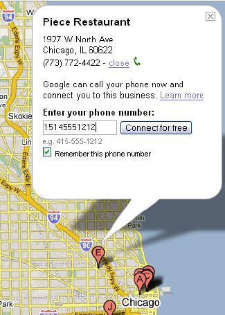 clicktocall Google click to call actif sur Google Maps US