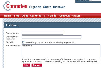 connotea1 Comment partager vos bookmarks avec un groupe, 2ème partie