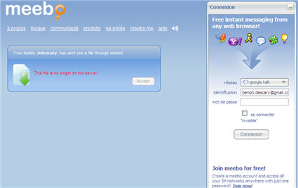 meebofile2 meebo transfère maintenant vos fichiers