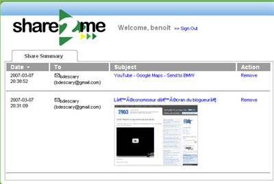 share2me2 Partagez vos découvertes Web avec Share2Me