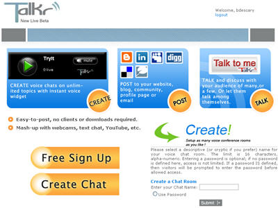 talkr Talkr, le widget de la téléconférence VOIP