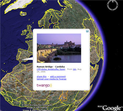 twangophoto1 Twango : Partage de fichiers en un clic et géolocalisation de médias sur Google Earth !