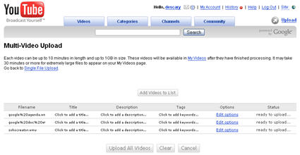youtube uploader2 Envoyez plusieurs vidéos sur YouTube avec Multi Video uploader