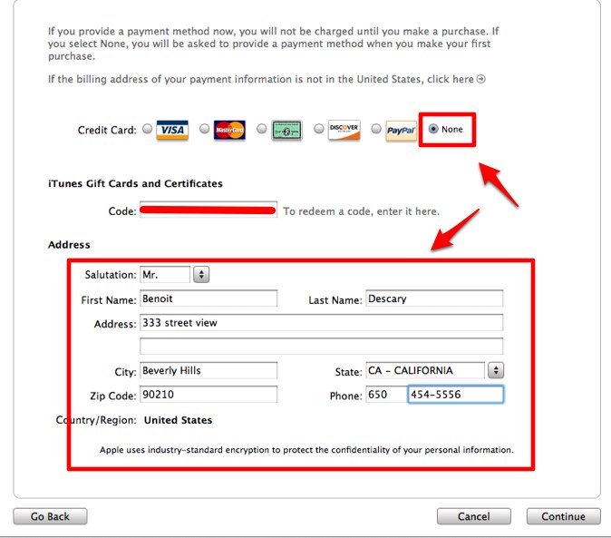 formulaire Comment créer un compte américain sur iTunes? [Tutoriel]