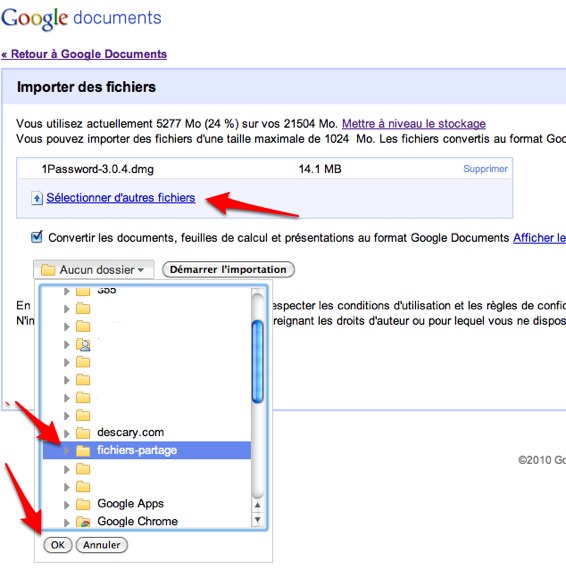 importer fichier Comment utiliser Google Documents pour transférer
 de gros fichiers