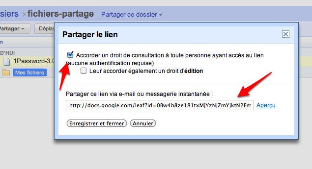 lien partage Comment utiliser Google Documents pour transférer de 
gros fichiers