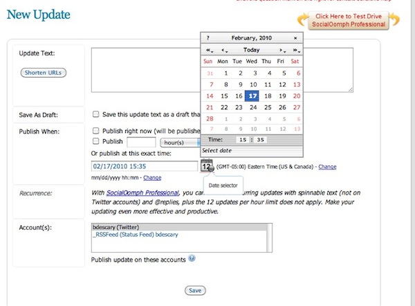 socialoomph socialoomph 3 services pour programmer ses tweets qui utilisent OAuth