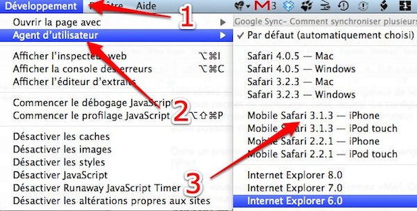 menu-developpeurs-safari menu developpeurs safari iPad Google Sync: Comment synchroniser plusieurs agendas Google