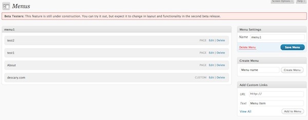 menu wp 30 Wordpress 3.0 une mise à jour ambitieuse!