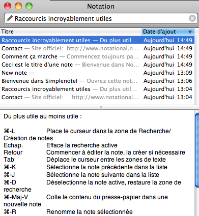 notational velocity Simplenote, un bloc notes pour iPad et iPhone qui se synchronise partout [Mac]