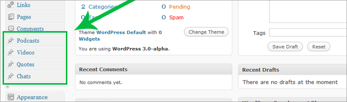 wp 30 custom 1a Wordpress 3.0 une mise à jour ambitieuse!