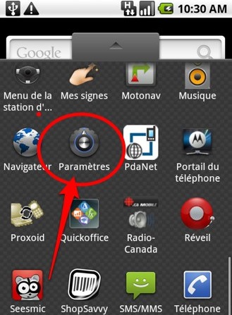 parametres parametres Android: comment faire une capture d’écran