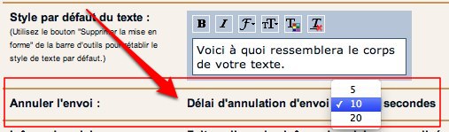 ajustez le délai d’annulation d’envoi d’un mail