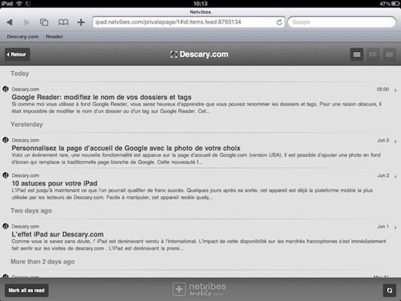 netvibes ipad Netvibes lance une version iPad 