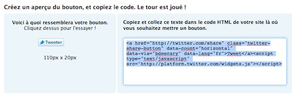 bouton twitter 2 Comment intégrer le bouton Twitter à votre blogue [Wordpress]