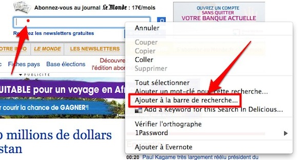 ajouter les moteurs de recherche de votre choix à la barre de recherche