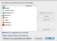 ajouter les moteurs de recherche de votre choix à la barre de recherche