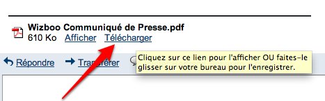 glisser déposer une pièce jointe pour la télécharger [Chrome]