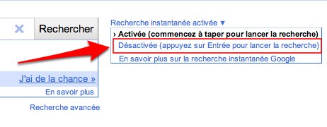 google desactiver recherche instantanee Google lance la recherche instantanée [Astuces]