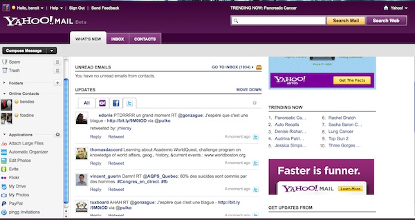 yahoo-mail-beta yahoo mail beta Yahoo Mail devient plus social en intégrant Facebook et Twitter