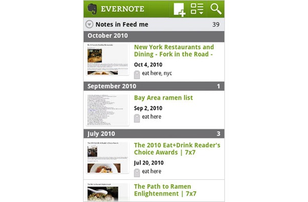 evernote-android evernote android Android: 10 applications gratuites