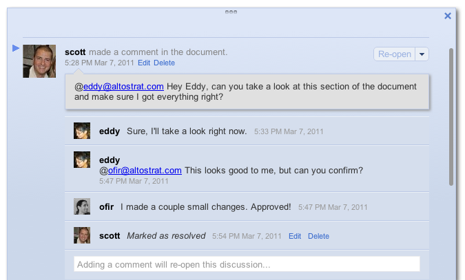 google documents discussions 2 Les discussions multiples et en temps réel sur Google Documents
