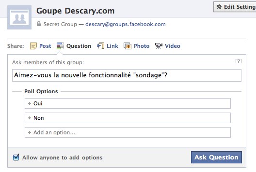 facebook-questions facebook questions Facebook : partagez du contenu Web sur les groupes avec Send