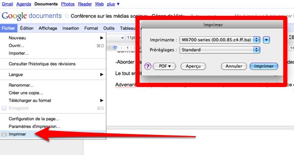 google-documents-impression google documents impression Google Documents: le mode pagination et l’impression native