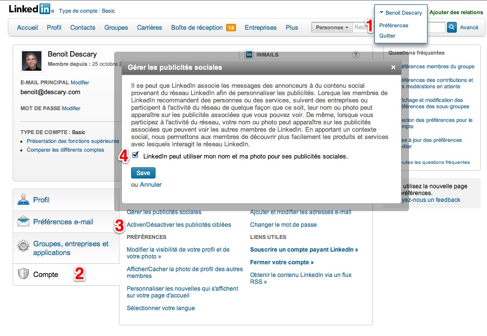 linkedin-compte-pub linkedin compte pub Linkedin votre nom et votre photo peuvent apparaître sur des publicités sociales