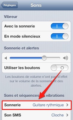 comment regler vibreur ios 6