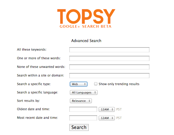 topsy-recherche-avancee topsy recherche avancee Topsy indexe les publications de Google+