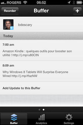 iphone-buffer iphone buffer Buffer: planifiez la publication de vos tweets et messages Facebook depuis votre iPhone