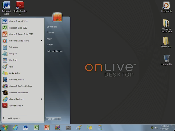 onlive desktop Quelques soucis à l’horizon pour OnLive [Microsoft Office]