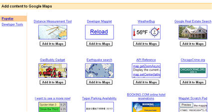 Google maps Mapplets