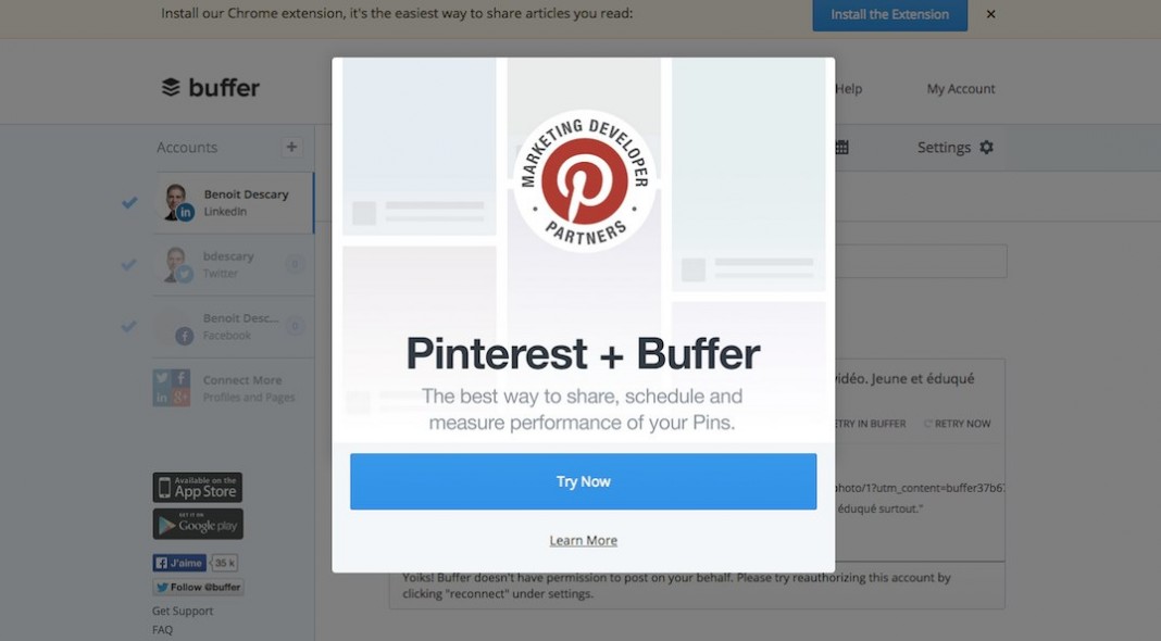 Pinterest: planifier vos publications avec Buffer