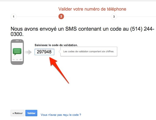 code a 8 chiffres google