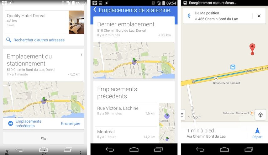 google now android enplacement du stationnement 1
