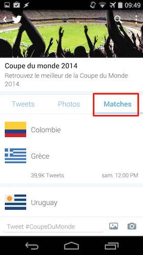 la coupe du monde twitter android matchs