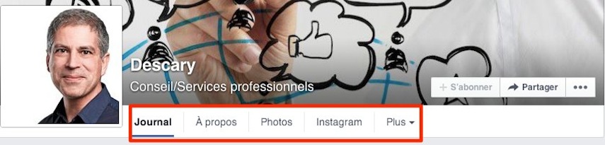 nouvelle page facebook reorganiser les onglets