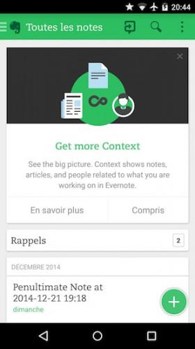 bloc note virtuel evernote pour android