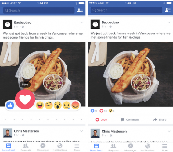 facebook bouton Jaime réactions emoji