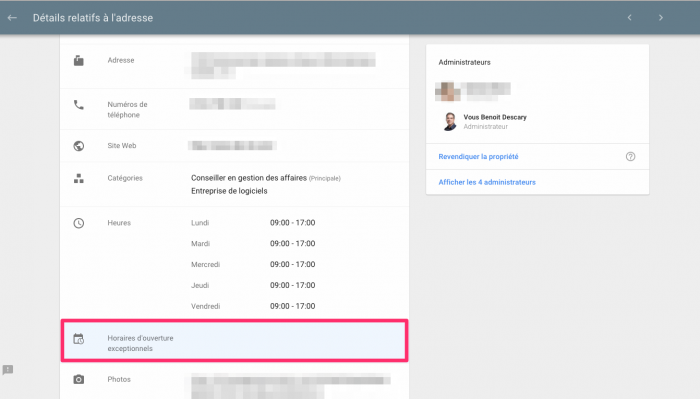google my business horaire nouvel an