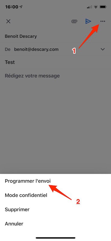 programmer l'envoi d'un mail avec gmail